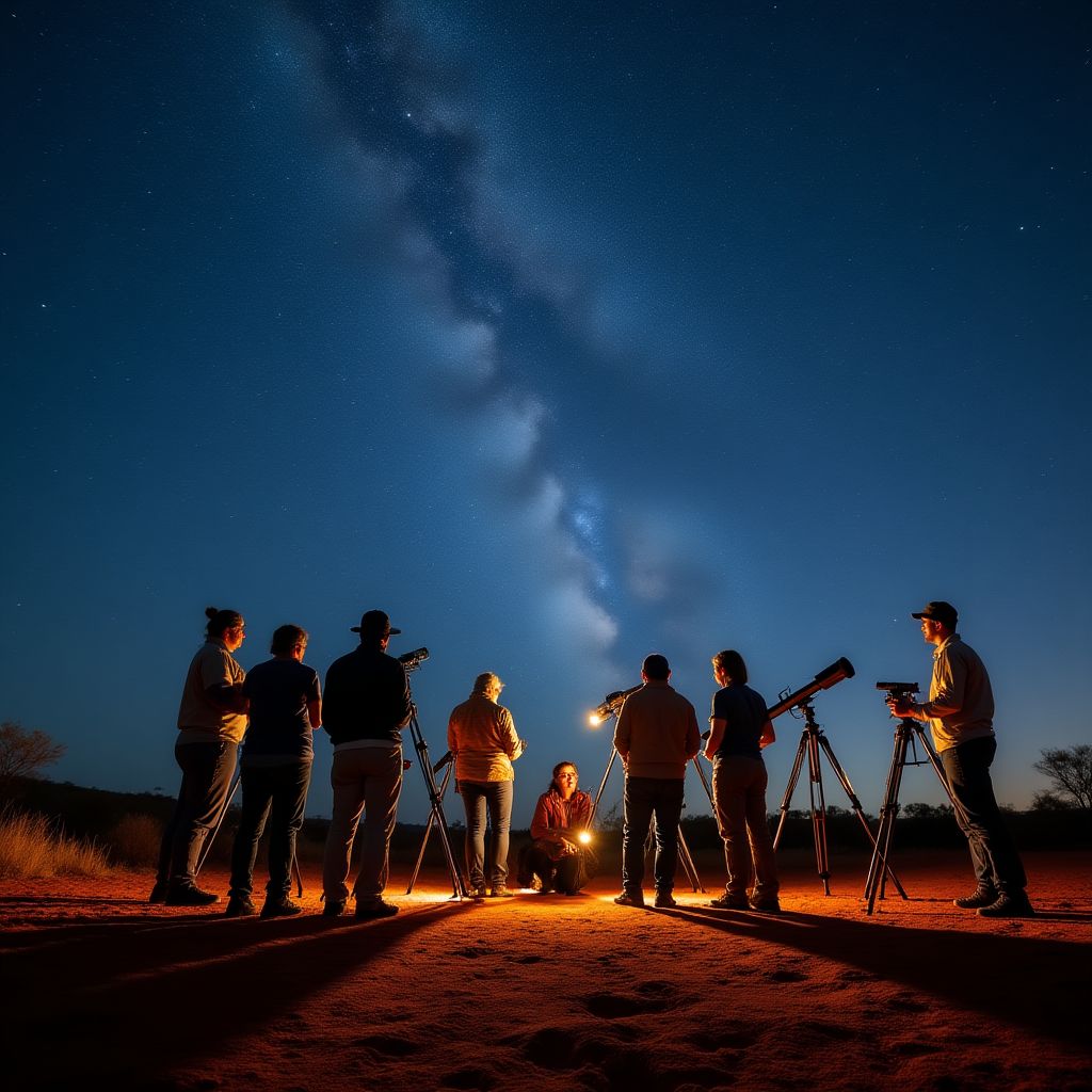 Stargazing tour in progress with group of tourists