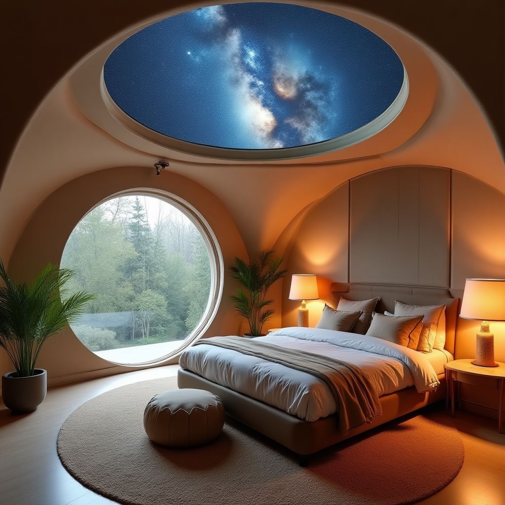 Luxury eco-dome accommodation with transparent ceiling